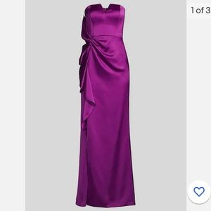Aidan Mattox Dark Magenta Purple Strapless Gown Satin Maxi Dress Sz 4